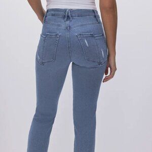 GOOD AMERICAN Good Legs Straight Distressed Raw Hem Jeans size 16